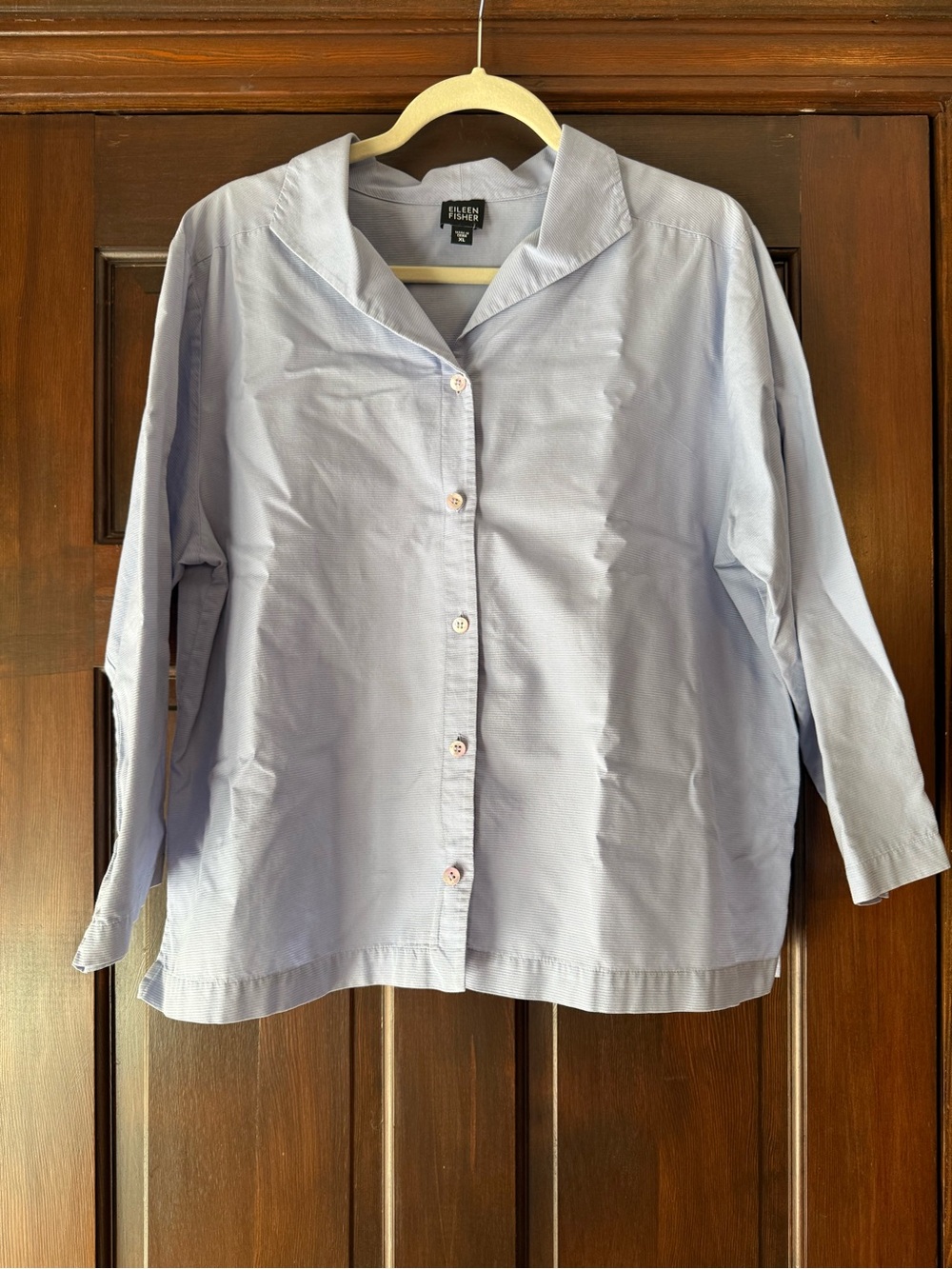Eileen Fisher Pale Blue Casual Button-Down Shirt